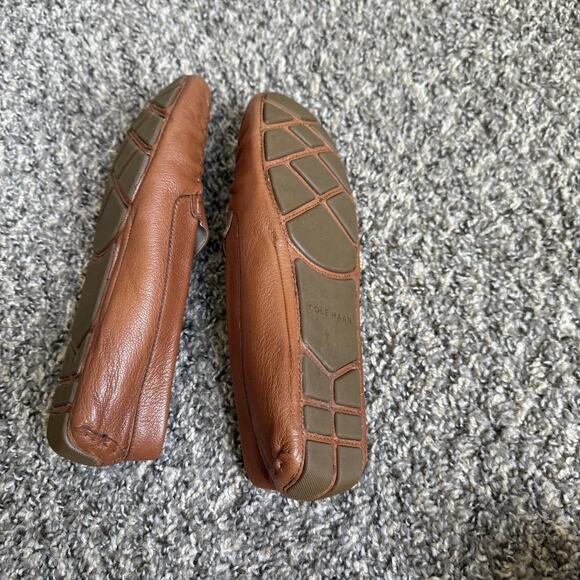 Cole Haan Emmie Drivers 7.5 B Brown Leather Flats Round Toe Shoes Excellent - Picture 6 of 10